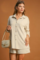 Umgee LuxeKnit Twofer Romper in Ecru