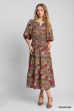 Load image into Gallery viewer, Umgee Floral Print Midi Dress in Brown Mix
