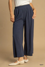 Load image into Gallery viewer, Umgee High Waisted Embellished Linen Pants in Navy
