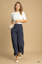 Load image into Gallery viewer, Umgee High Waisted Embellished Linen Pants in Navy
