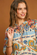 Load image into Gallery viewer, Umgee Border Print Midi Dress in Blue Mix
