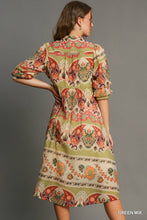 Load image into Gallery viewer, Umgee Border Print Midi Dress in Green Mix
