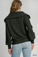 Umgee Ribbed Knit Top in Black