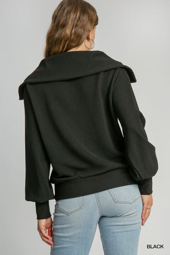 Umgee Ribbed Knit Top in Black