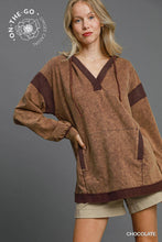 Load image into Gallery viewer, Umgee Hooded French Terry Tunic Top in Chocolate
