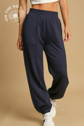 Umgee On-the-Go Luxe Knit Joggers in Midnight