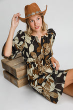 Load image into Gallery viewer, Umgee Fall Floral Printed Dress in Camel Mix
