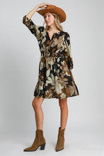 Load image into Gallery viewer, Umgee Fall Floral Printed Dress in Camel Mix
