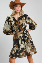 Load image into Gallery viewer, Umgee Fall Floral Printed Dress in Camel Mix
