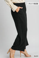 Umgee High Waisted Embellished Linen Pants in Black
