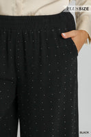 Umgee High Waisted Embellished Linen Pants in Black