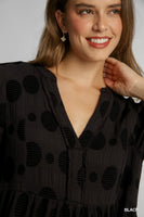 Umgee Polka Dot Baby Doll Top in Black