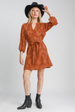 Load image into Gallery viewer, Umgee Floral V-Neck Mini Dress in Rust
