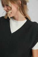 Umgee Oversized V Neck Vest in Black