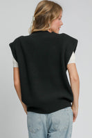 Umgee Oversized V Neck Vest in Black