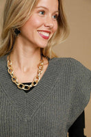 Umgee Oversized V Neck Vest in Charcoal