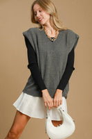 Umgee Oversized V Neck Vest in Charcoal