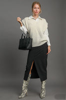 Umgee Oversized V Neck Vest in Cream