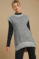 Umgee Metallic Foil Sweater Tunic Dress in Silver