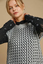 Load image into Gallery viewer, Umgee Metallic Foil Sweater Tunic Dress in Silver
