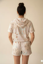 Load image into Gallery viewer, LovLov Whispered Meadow Patchwork Hooded Top And Shorts Set in Oatmeal Floral
