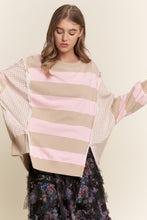 Load image into Gallery viewer, J.nna OVERSIZED Striped and Gingham Sweatshirt in Strawberry Shortcake
