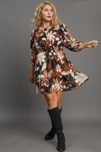 Load image into Gallery viewer, Umgee Fall Floral Printed Dress in Rust Mix
