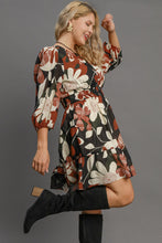 Load image into Gallery viewer, Umgee Fall Floral Printed Dress in Rust Mix
