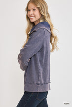 Load image into Gallery viewer, Umgee Mineral Washed Half Zip Up Top in Navy
