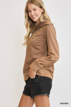 Load image into Gallery viewer, Umgee Mineral Washed Half Zip Up Top in Brown

