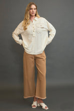 Load image into Gallery viewer, Umgee Linen Blend Half Button Down Top in Oatmeal
