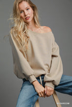 Load image into Gallery viewer, Umgee Off Shoulder Luxeknit Top in Mushroom
