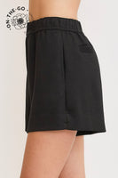 Umgee Luxeknit Mid Rise Pull On Shorts in Black
