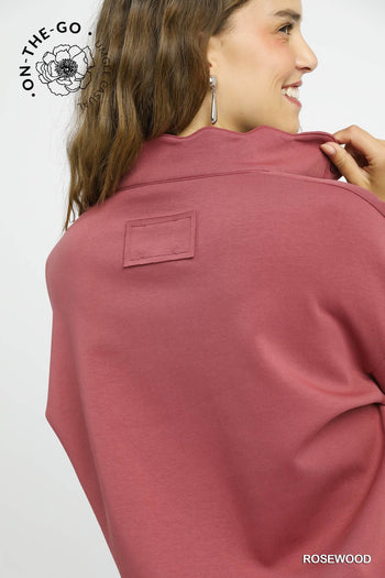Umgee Luxeknit Scallop Hem Snap Pullover Top in Rosewood
