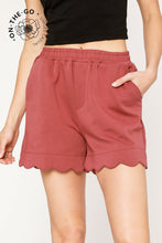 Load image into Gallery viewer, Umgee LuxeKnit Scalloped Shorts in Rosewood
