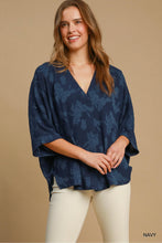 Load image into Gallery viewer, Umgee Floral Burnout Top in Navy
