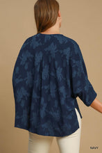 Load image into Gallery viewer, Umgee Floral Burnout Top in Navy
