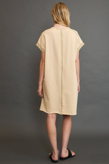 Umgee French Terry Peace Mini Dress in Natural
