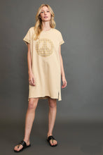 Load image into Gallery viewer, Umgee French Terry Peace Mini Dress in Natural
