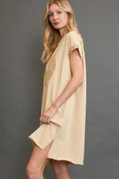 Umgee French Terry Peace Mini Dress in Natural