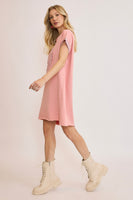 Umgee French Terry Peace Mini Dress in Pink