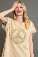 Umgee French Terry Peace Mini Dress in Natural