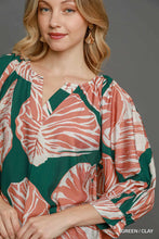 Load image into Gallery viewer, Umgee Two Toned Floral Print Top in Green/Clay
