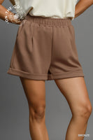 Umgee Luxeknit Shorts with Rolled Cuffs in Bronze