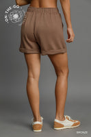 Umgee Luxeknit Shorts with Rolled Cuffs in Bronze