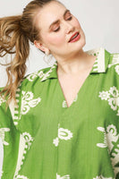Umgee Oversized Border Print Top in Green