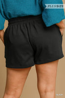 Umgee Luxeknit Sweatshorts in Black