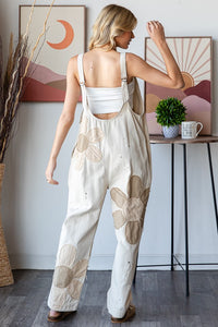 Oli & Hali Large Flower and Paint Splatter Jumpsuit in Natural