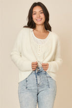Load image into Gallery viewer, Cozy Co. Soft Eyelash Knit Cardigan in Off White
