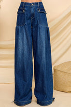 Load image into Gallery viewer, Veveret Ankle Drawstring Denim Cargo Pants in Dark Wash
